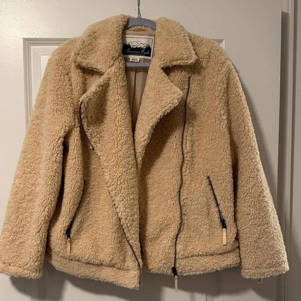 American Eagle Outfitters Tan Teddy Jacket